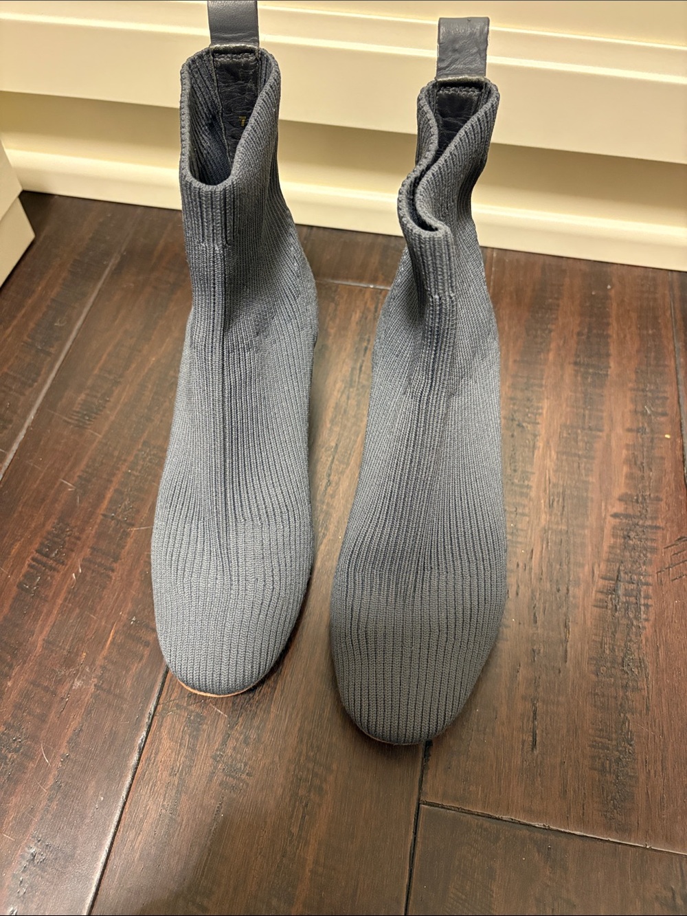 Everlane Dusty Blue Ribbed Knit Sock Boots